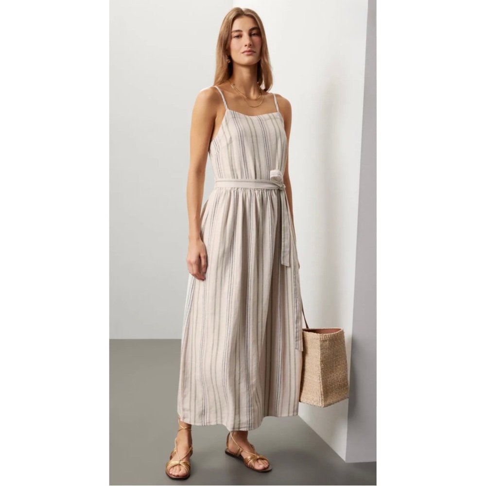 SPLENDID | $198 Hartford Midi Dress in Off-White Stripe, Size XS